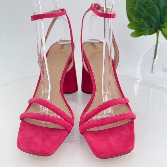 Sam Edelman Womens Kia Sandals Block Heel Strappy Pink Suede Square Toe Size 10 - Picture 4 of 16